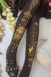 Black Hot Stamping Print Sweet Lolita Pantyhose 13 Styles